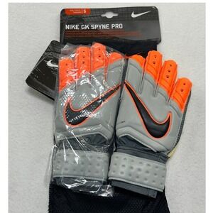 Nike GK Spyne Pro Goalie Gloves Wolf Grey‎ Orange GS0277-100 Size 6 New